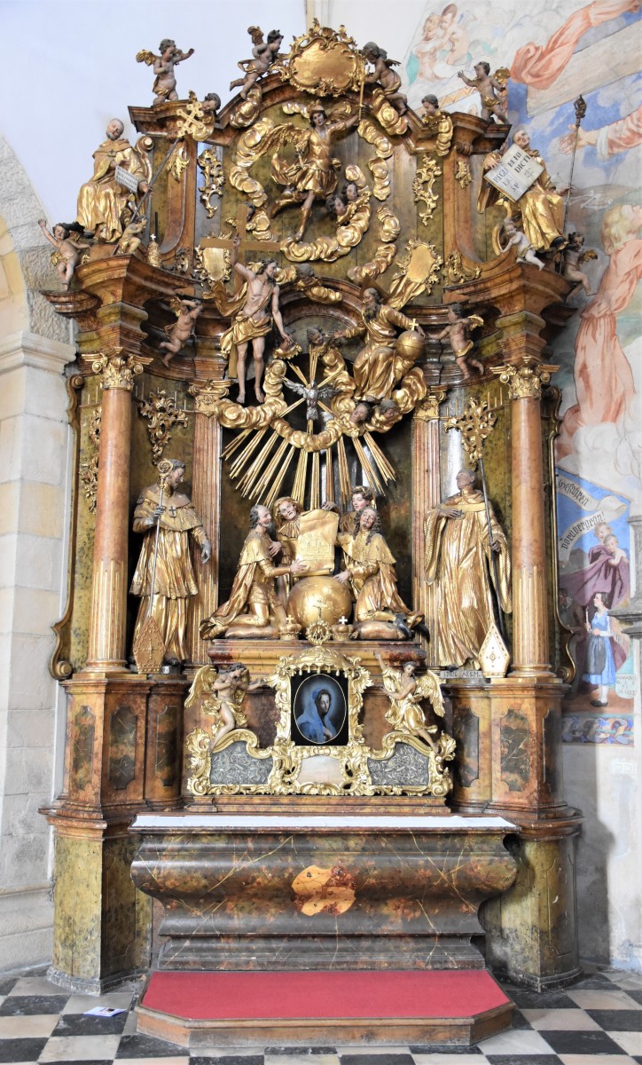 Side Altar (Stifter- or Dreifaltigkeitsaltar) in the collegiate and parish church of St. Paul im Lavanttal (photo by department of art conversation of the diocese of Carinthia /R. Schiestl, 2018)