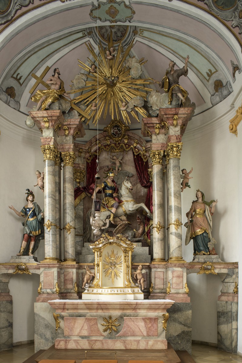 The highaltar of St Georg in the former parishchurch St Georg, Munich-Bogenhausen photo Bavarian Office of Monuments and Sites Michael Forstner 08.2017