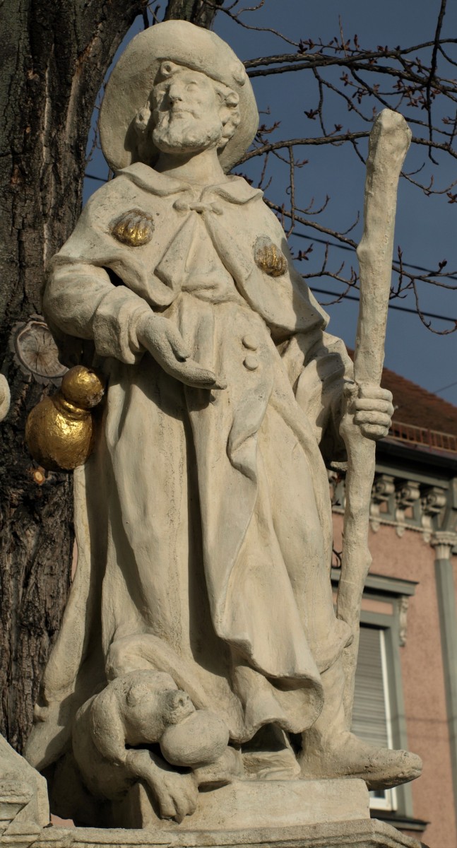 St James (right), detail, Marian Column, Karlauplatz (photo by Anja Lindbichler, 2018)