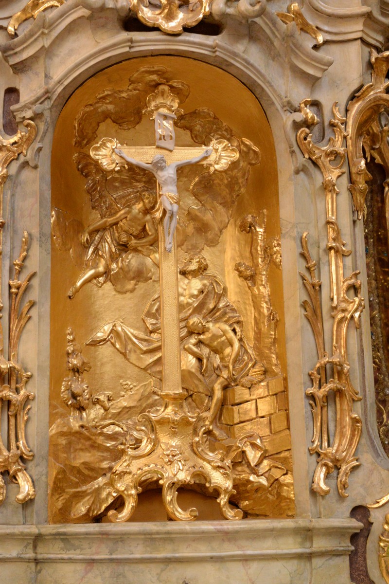 Right side altar St Benedict in the Benedictine Abbey-, Parish- and Pilgrimage Church of St Mary in Ettal (Bavarian State Department of Monuments and Sites, photo by Martin Mannewitz, 2018)