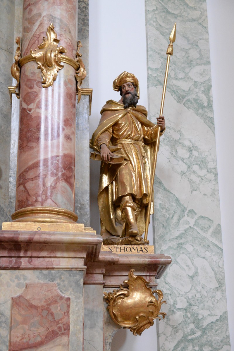 Large side altar (north) of the catholic parish church, former court-,knightsorder- and archbrotherhood church of St Michael in Munich, Berg-am-Laim, Photo: M. Mannewitz, 2018