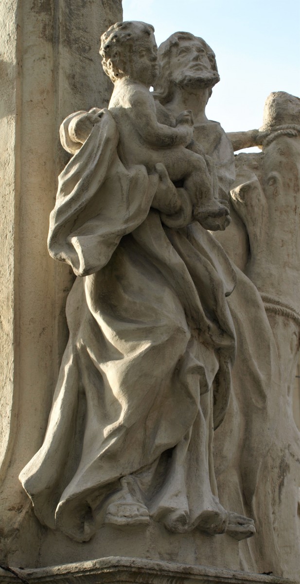 St Joseph with Child Jesus, detail, Marian Column, Karlauplatz (photo by Anja Lindbichler, 2018)