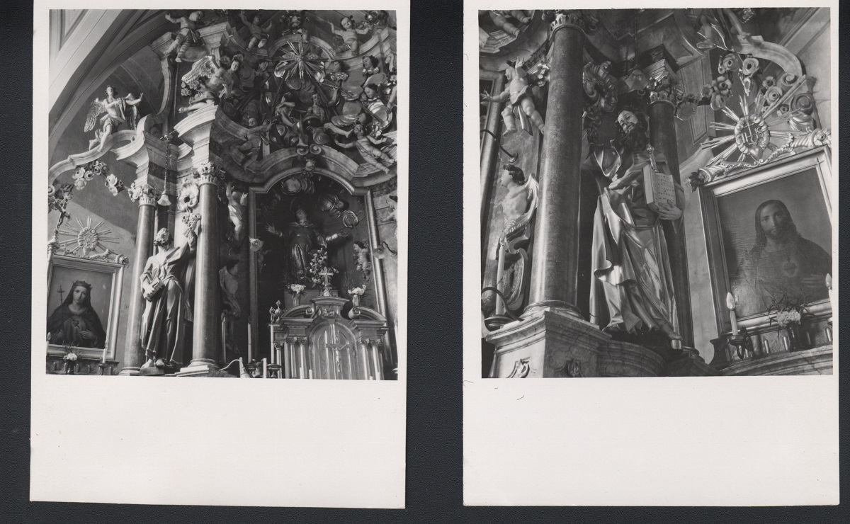 The high altar of the Parish Church of St Stephen in Spodnja Polskava, old photograph (source of the photo: Regional Archive Maribor)