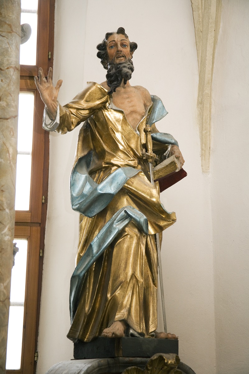 The sculpture of St Paul (Institute for the Protection of Cultural Heritage of Slovenia, photo by Valentin Benedik, 2018)